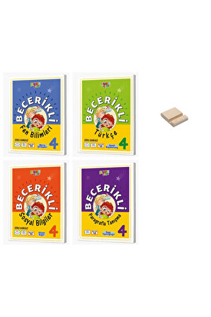 4. Sınıf Becerikli Fen Türkçe Sosyal ve Paragraf Soru Bankası 4lü Set + Telefon Standı