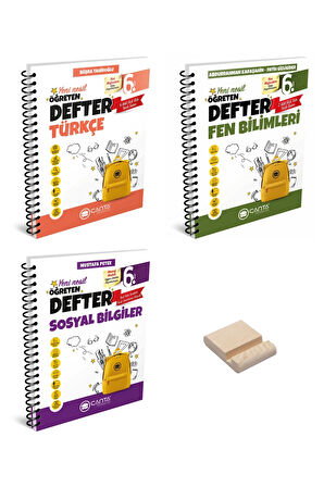 6. Sınıf Öğreten Defter Türkçe Fen Bilimleri ve Sosyal Bilgiler 3lü Set + Telefon Standı