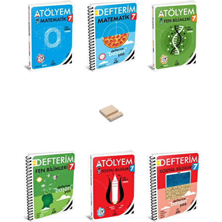 7. Sınıf Matematik Fen ve Sosyal Atölyem ve Defterim 6lı Set + Telefon Standı