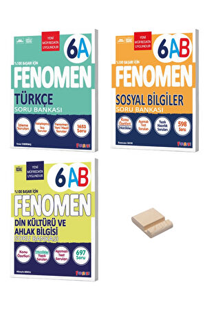 6. Sınıf A Serisi Türkçe Sosyal ve Din 3lü Set Soru Bankası + Telefon Standı