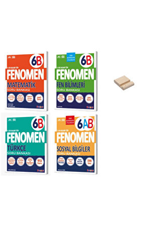 6. Sınıf B Serisi Matematik Türkçe Fen ve Sosyal 4lü Soru Bankası + Telefon Standı