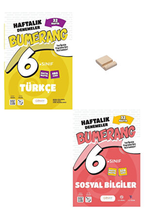 6. Sınıf Bumerang Türkçe ve Sosyal 32 Haftalık Denemeleri + Telefon Standı