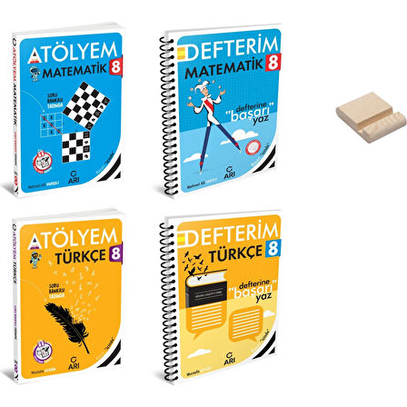 Lgs 8. Sınıf Matematik ve Türkçe Atölyem- Defterim 4lü Set + Telefon Standı