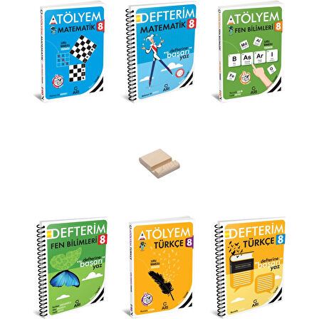Lgs 8. Sınıf Matematik Fen ve Türkçe Atölyem - Defterim 6lı Set + Telefon Standı