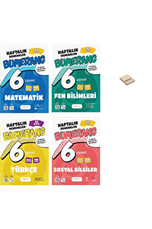 6. Sınıf Bumerang Matematik Fen Türkçe ve Sosyal 32 Haftalık Denemeleri 4lü Set + Telefon Standı