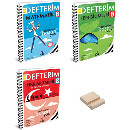 Lgs 8. Sınıf Defterim Matematik Fen Bilimleri ve Inkılap 3lü Set + Telefon Standı