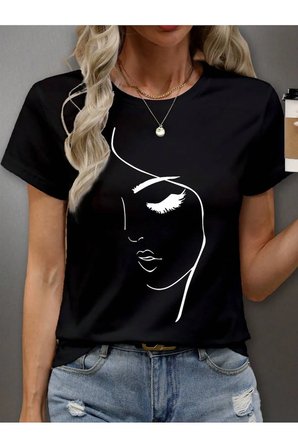 Unisex Siluet Baskılı Tasarım Tshirt