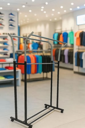 V Ayarlı 125 Cm En Çelik Konfeksiyon Elbise Askılık Tekerli Portatif Eşek Raf Home Hanger