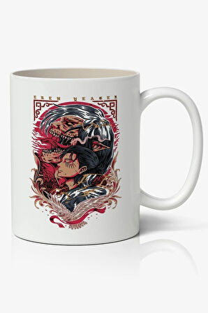 Attack On Titan Eren Yeager Anime Baskılı Beyaz Kupa Bardak