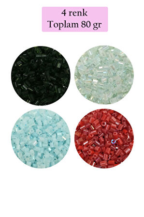 Kesme Cam Boncuk 2mm - 4 Renk - Toplam 80 Gram - BNC439