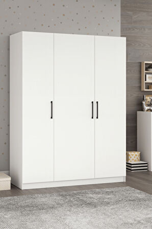 Modern Beyaz 3 Kapaklı Gardırop