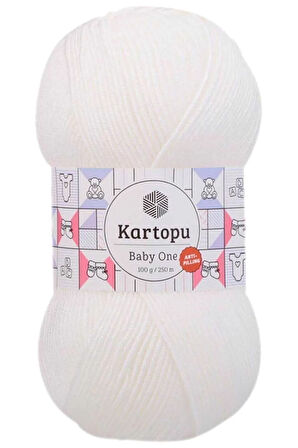 1 Adet Baby One Tüylenmeyen El Örgü İpi Yünü Kar Beyaz K010