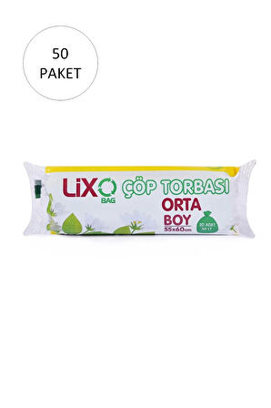 Orta Boy Çöp Torbası 55 x 60 cm 20 Li Rulo x 50 Paket = 1.000 Adet (Mavi)