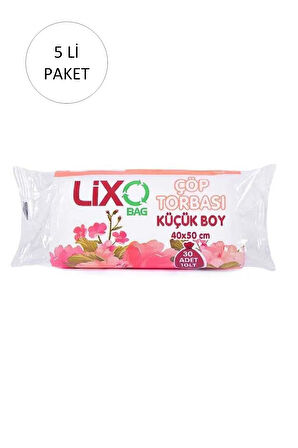 Küçük Boy Çöp Torbası 40 x 50 cm 30 Lu Rulo x 5 Paket = 150 Adet (Şeffaf)