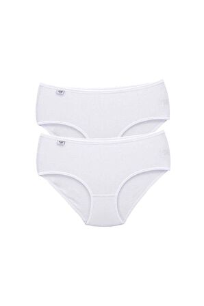 2 Adet Tutku Kadın Yüksek Bel Bato İnce Lastik Külot Beyaz