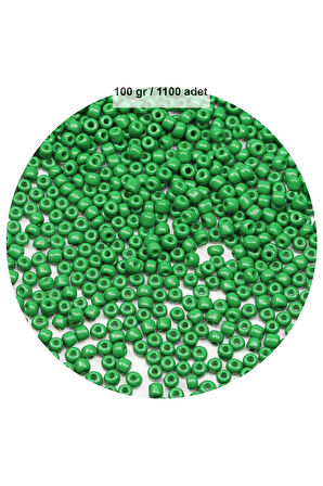 Opak Yeşil Renk 4 mm Yaklaşık 1100 adet / 100 gram Cam Boncuk Oya Yazma Bileklik ve Kolye
