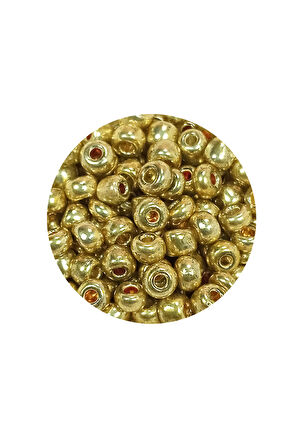 Dökme Cam Kum Boncuk Büyük Boy (6/0) 4 mm - 20 Gram - Altın - BNC093