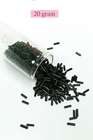 Uzun Boru Kesme Boncuk Çap 2mm Uzunluk 10 mm - 20 Gram - Siyah - BNC241