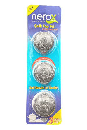 Nerox Çelik Top Tel Ovma Teli 3 Lü Blister Royaleks-NRX-F3003