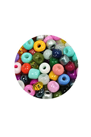Dökme Cam Kum Boncuk Büyük Boy (6/0) 4 mm - 20 Gram - Karışık Renkli - BNC096