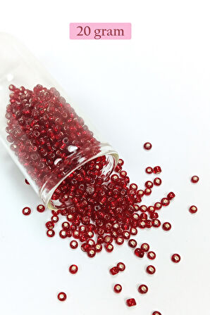 Dökme Cam Kum Boncuk (8/0) 3 mm - 20 Gram - Koyu Kırmızı - BNC183