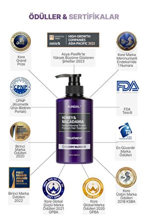 Protein Destekli Besleyici Saç Kremi Kundal Honey&Macadamia Protein Treatment 500ml (Cherry Blossom)