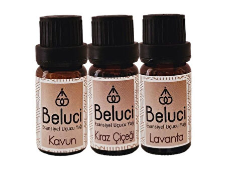 Kavun + Kiraz Çiçeği + Lavanta (Oda Kokusu Aroma Terapi Buhurdanlık/Difüzör Yağı) Set 3 Adet x 10 ml