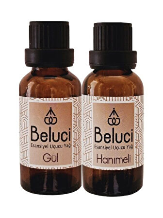 Gül + Hanımeli (Oda Kokusu Aroma Terapi Buhurdanlık/Difüzör Yağı) Set 2 Adet x 30 ml