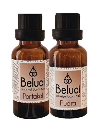 Portakal + Pudra (Oda Kokusu Aroma Terapi Buhurdanlık/Difüzör Yağı) Set 2 Adet x 30 ml