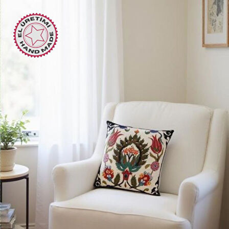 Uretti - Asude 5950 4588 Osmanlı Lale Desenli 2'li Goblen Kırlent - Yastık Kılıfı