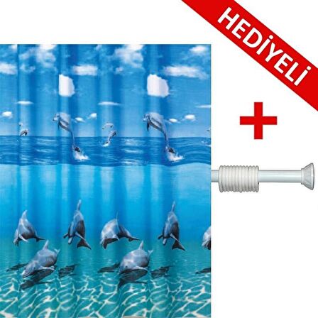 Prado Dolphin Banyo Perdesi Duş Perdesi 180x200 Banyo ASKI HEDİYE