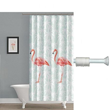 Flamingo Banyo Perdesi + Askı Hediyeli 180x200