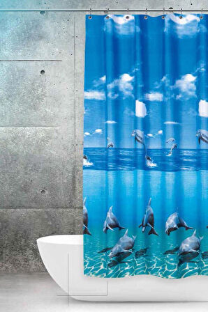 Dolphin Banyo Perdesi Duş Perdesi Çift Kanatlı 120x200cm BP8852-120X200