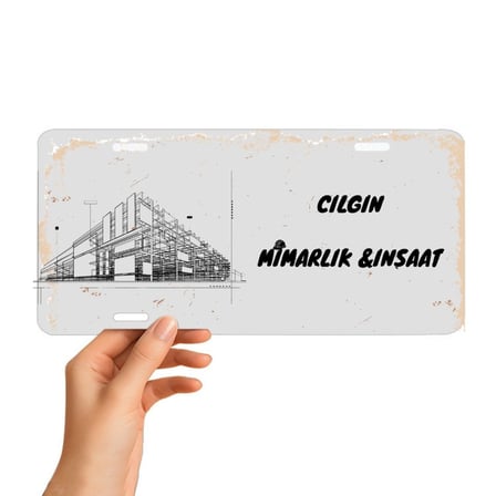 Mimara Mühendise Özel Metal Ofis Tabelası - İnşaat Mühendisi Dekoratif Duvar Levhası 14.5 x 29.5 cm