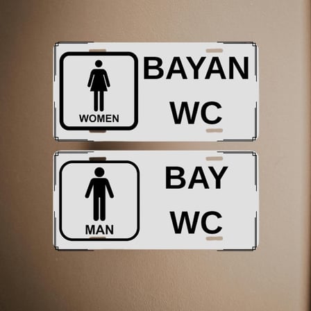 Bay Bayan WC Tabela Seti - Metal Tuvalet Yönlendirme Levhası (2'li Set)