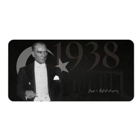 Atatürk Metal Tabela - 10 Kasım Saygı ve Özlemle Anıyoruz Dekoratif Levha 14.5x29.5 cm