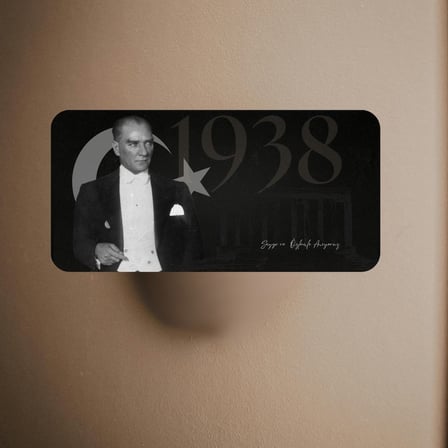 Atatürk Metal Tabela - 10 Kasım Saygı ve Özlemle Anıyoruz Dekoratif Levha 14.5x29.5 cm