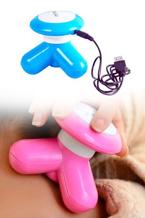 BY NEVSER® 3 Başlıklı Titreşimli USB Şarjlı Mini El Masaj Aleti