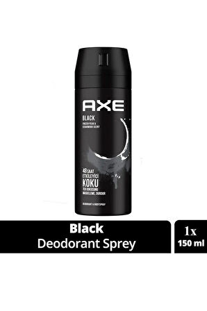 Axe Erkek Deodorant & Bodyspray Black 48 Saat Etkileyici Koku Vücut Spreyi 150 ml