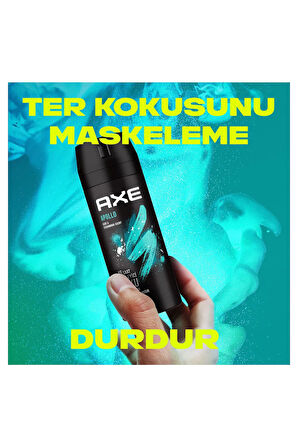 3 Adet Axe Erkek Sprey Deodorant Apollo 48 Saat Etkileyici Koku Vücut Spreyi 150 ml