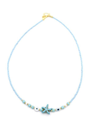 Boncuk Deniz Yıldzı Kolye - Mavi
