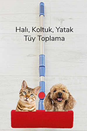 Çok Amaçlı Cam Silme Fırçası - Silikon Uçlu Çekçek - Tüy Toplayıcı Döner Başlıklı