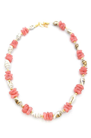 Deniz Kabuğu Kolye - Nar Çiçeği