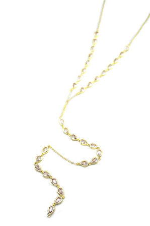 Damla Taşlı Y Kolye - Altın