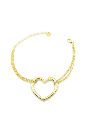 Zincir Kalp Bileklik - Altın