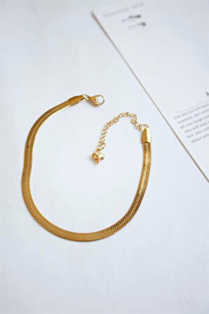 Çelik İtalyan Zincir Bileklik - Altın