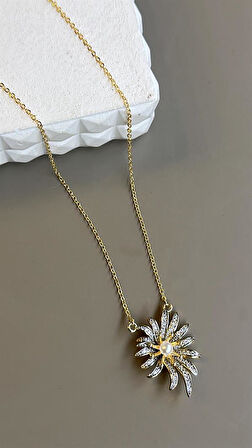 İncili Papatya Kolye - Altın