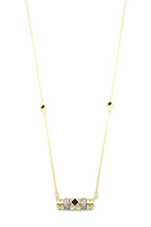 Taşlı Kolye - Siyah