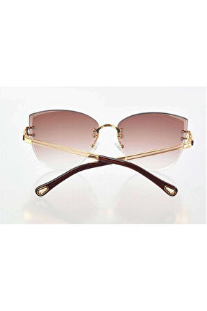 Kadın Lüks Kehverengi Renkli Cam Güneş Gözlüğü - Moda Gözlük