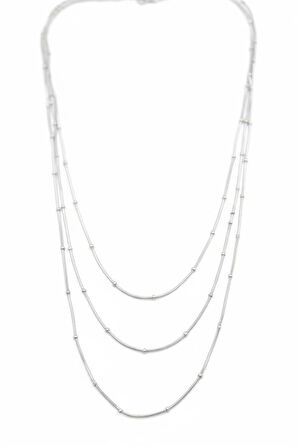 Top Boncuk Zincir Kolye - Gümüş